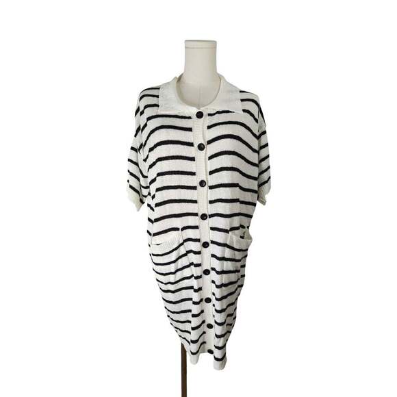 BiB! Sweaters - BiB! Striped Knit Cardigan Size S Short Sleeves Oversized NWT